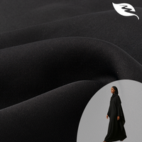 Kain Abaya Anak Perempuan Ripstop Hitam, Ketahanan Warna Tinggi, Kelembutan Unggul, Lebar 68 inci, 100% Poliester, 200GSM, Anti-Statik