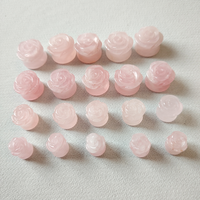 Gauges de dilatation en pierre de quartz rose naturelle sculptées à la main en forme de fleur, double évasée, 6-25 mm, cadeau classique