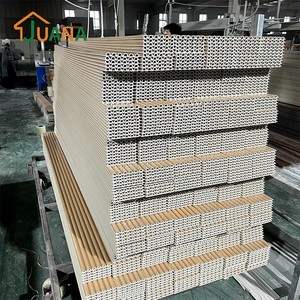 Panneau mural cannelé JUANA, revêtement mural en bois-plastique composite WPC, panneau mural et de plafond, <span class=keywords><strong>placage</strong></span> de bois stratifié - Product Image 4