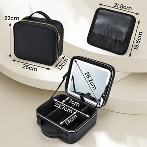 Cosmetic Train <b>Case</b> with Light up Mirror Large <b>Makeup</b> Bag with Adjustable Dividers Brush Holder Traveling Beauty Artist Bag - Product Image 6
