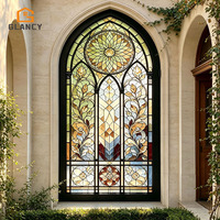 Maßgefertigte Buntglas-Bogenfenster Hausfenster Aluminium-Französische Fenster für Haus Kirche Villa Badezimmer