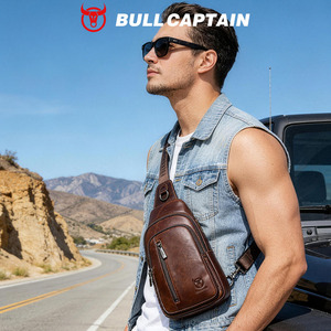 Sac à bandoulière vintage BULLCAPTAIN, nouveau sac à main pour homme, sac à main d'affaires, sac fourre-tout, sac de poitrine noir - Product Image 2