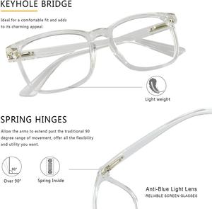 Lunettes <span class=keywords><strong>de</strong></span> <span class=keywords><strong>lecture</strong></span> haute définition multifocales anti-lumière bleue avec montures colorées et charnières à ressort pour hommes et femmes - Product Image 3