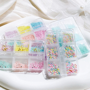 Nuevas Bolas de Acero Plástico de Colores para Decoración de <span class=keywords><strong>Uñas</strong></span> 3D, Tamaños Mixtos, Color Caramelo, Caja Larga de 6 Compartimentos, Venta al por Mayor - Product Image 1