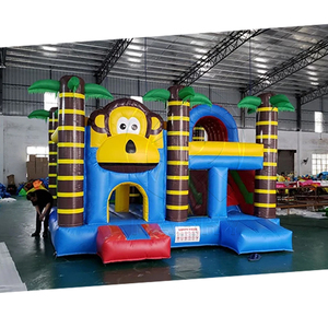 Brincolín Inflable con Diseño de Jungla Tropical, con Columnas de Palmeras y Tobogán Azul, para Niños, Juegos al Aire Libre y Fiestas de <span class=keywords><strong>Cumpleaños</strong></span> - Product Image 2