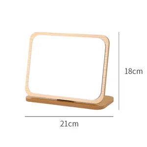 Oem Custom Handmade Curved Wooden Hand Held Desktop Mirror Gothic Travel Makeup Case Mirror Small Folding Mirror