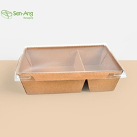 Boîte à lunch jetable rigide de marque Senang02, neuve, pour emballer les sushis, boîte à emporter pour aliments avec fenêtre transparente, laminage mat, gaufrage