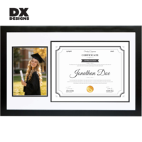 Cadre photo en bois DX Designs pour diplôme 8,5x11 avec affichage photo 5x7, décoration murale pour remise de diplôme, reconnaissance et récompense