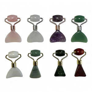 Rouleau de massage facial portable pour réduire les rides, mini-rouleau facial en jade multi-usages - Product Image 1