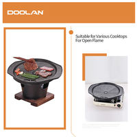 Plaque de cuisson ronde antiadhésive en aluminium moulé sous pression pour barbecue coréen, idéale pour le camping, les cuisinières à gaz et les pique-niques