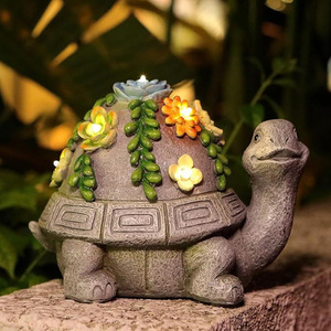 Lampe solaire en forme de tortue, statue de jardin en résine, ornement décoratif d'extérieur pour patio, pots de fleurs - Product Image 1