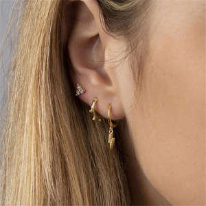 MYF Factory 2024 Custom <strong>Wholesale</strong> 925 Sterling Silver Jewelry Gold Plated <strong>Lightning</strong> Circle Earrings Zircon Best Factory Price - Product Image 4