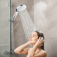 Pommeau de douche à main moderne 1 mode chromé avec fixation murale pour salle de bain, installation facile