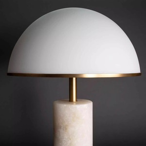 White Mushroom <b>Table</b> <b>Lamp</b> Marble <b>Base</b> Led Warm Light E27 Switch Control For Living Room Bedroom Study Bedside - Product Image 4