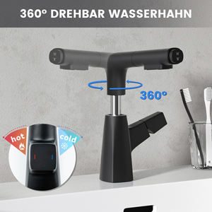 Grifo de Baño Moderno de Acero Inoxidable Negro con Caño Extraíble, Giratorio 360°, 2 Modos de Rociado, Manguera de 150 cm para Lavabo - Product Image 4