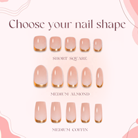 Lot de 32 faux ongles ronds moyens à presser, couleur or métallisé, style French Manucure, pour usage décoratif, vente en gros