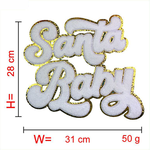 Parche de borde de Navidad de moda al por mayor personalizado de fábrica, chenilla brillante con borde cortado con láser, Material personalizable - Product Image 5