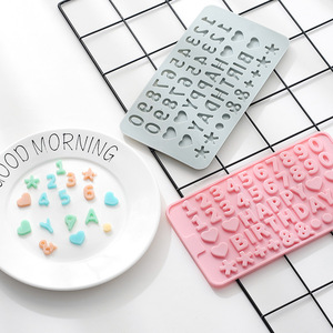 Hạnh Phúc sinh nhật số tiếng Anh thư hình dạng Silicone sô cô la khuôn kẹo gummy Jelly Biscuit nướng khuôn bánh trang trí - Product Image 2