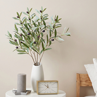 Kunstmatige olijftakken 85cm 3-takig levensechte olijven groene bladeren voor vaas bruiloftdecoratie