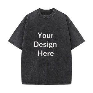 T-shirts tricotés oversize Y2K à imprimé graphique pour hommes, 100 % coton respirant, style streetwear vintage délavé, manches courtes, vente en gros - Product Image 4