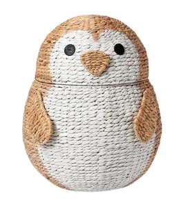 Best Choice Hand Woven Wholesale Natural Water Hyacinth Kids Basket Cute Penguin Shaped Basket For Kid