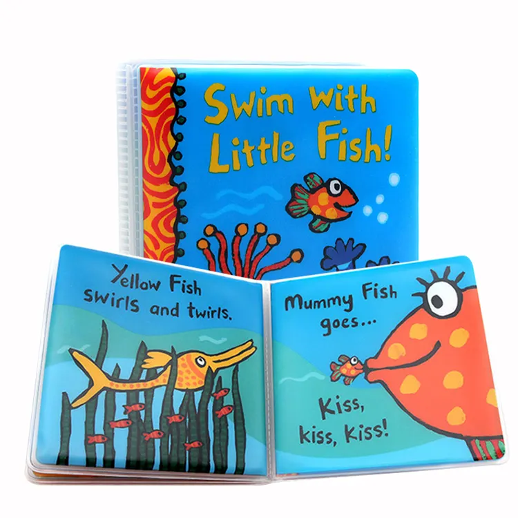 תינוק מותאם אישית PVC עמיד למים אמבטיה ספר עבור תינוק חינוך ים בעלי החיים, חמוד תינוק בטוח אמבט ספר אנגלית