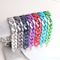 Hiphop Rock – collier ras du cou en résine circulaire, couleur métallique, rond, acrylique, chaîne cubaine à maillons longs, bijoux de mode, cadeau