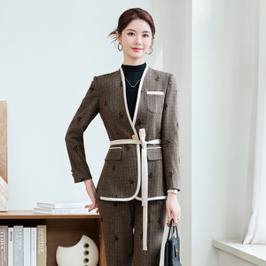 Women's <b>Wool</b> Suit Set With Embroidered Pattern Winter Casual Workwear - Product Image 3