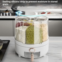 Boîte de rangement rotative multifonctionnelle pour animaux de compagnie Emballage de grains de seau de riz résistant aux insectes pour usage alimentaire