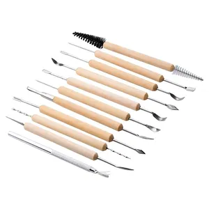 Juego de Herramientas para esculpir arcilla, manijas de madera DIY, <span class=keywords><strong>kit</strong></span> de herramientas de cerámica para <span class=keywords><strong>principiantes</strong></span>, 11 Uds. - Product Image 1