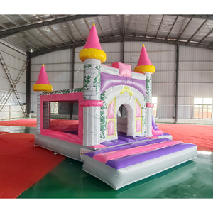 Château gonflable Royal Garden Princess avec toboggan, <span class=keywords><strong>fort</strong></span> enchanté rose pastel commercial pour événements de filles - Product Image 4