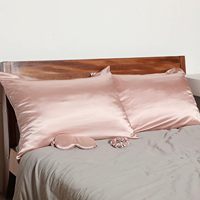 Taie d'oreiller de luxe 100% pure soie de mûrier, grade 6A, 19/22 momme, certifiée Oeko-Tex, avec masque de nuit et chouchous pour cheveux