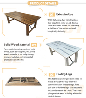 Tables de salle à manger pliantes en bois massif de style rustique français pour 8 ou 10 personnes