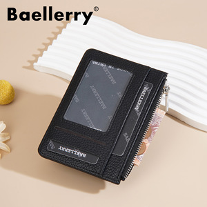 Baellerry Women's Short <b>Wallet</b> Tri-Fold Multi-Card Slot Zippered Card <b>Holder</b> Black 4 Inch Everyday Use - Product Image 3