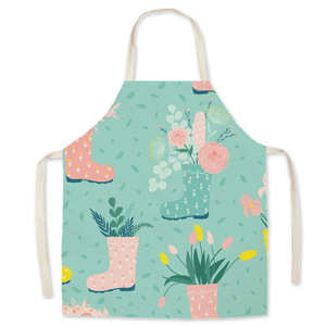 Delantal de dibujos animados estilo lino transpirable resistente al agua/aceite ajustable para adultos y niños Ideal para cocinar delantal de trabajo - Product Image 5