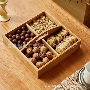 Solid Wood Nut <b>Box</b> Rectangular Compartmentalized Storage For Snacks And Fruits Living Room Display <b>Box</b> - Product Image 2