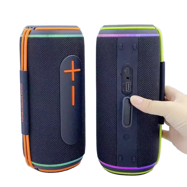 B45  Interconnected TWS Wireless Stereo High-Power Dual Subwoofer Speaker System with RGB LED Lighting Powered by Battery