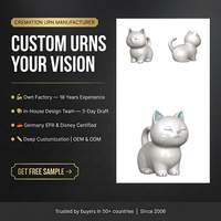 Urne funéraire pour animaux de compagnie biodégradable et écologique en forme de chat mignon, personnalisable avec gravure, design patte, pour cendres de crémation, urnes en céramique sculptées