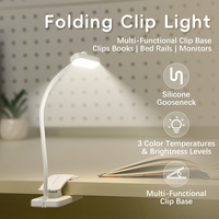 Lampe LED pliable personnalisable à clipser, rechargeable, flexible, col de cygne, pour lecture au chevet, idéale pour l'étude, la chambre et le dortoir