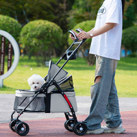 Une poussette extérieure légère, respirante et pliable pour animaux de compagnie pour chats et chiens, un fabricant de fournitures pour animaux de compagnie à 4 roues