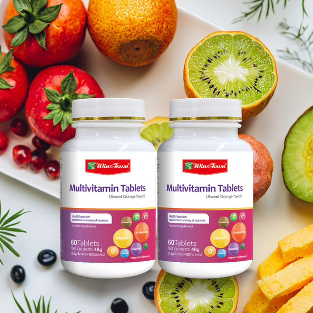 Winstown Multivitamin Tablets Sweet Orange Flavor 60 Tabs with Vitamin C E Niacinamide for Daily Immunity and Energy