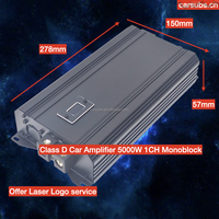 Amplificateur de subwoofer de voiture 5K RMS 1CH classe D, monobloc RMS 5000W classe D, max 1 ohm, basses puissantes, amplificateur de voiture SPL