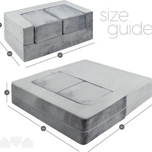 Canapé-lit modulaire pour enfants, gris, en mousse, pliable, confortable, design moderne, pour garçon de 3 ans et plus - Product Image 4