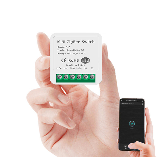 Tuya ZigBee 3.0 Smart Switch Light 16A Mini Automation Module DIY Breaker Supports 2 Way Control for Alexa, Google Home