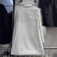 Blazer mi-long pour femme, orné de perles faites à la main, veste de costume élégante richement décorée, manteau sur mesure de style créateur