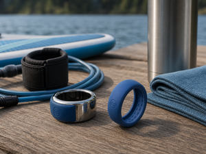 เคสซิลิโคนแบบมีโลโก้สั่งทำพิเศษสำหรับแหวน Oura Ring 5/4, Galaxy Ring, RingConn, Ultrahuman ลายคลื่นสีฟ้าทะเลแบบนูน - Product Image 5