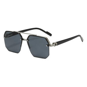 Lunettes de soleil métalliques européennes et américaines à double pont UV400 pour hommes, type 3, monture noire, verres AC, origine Jinhua - Product Image 3