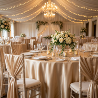 Tissu satiné soyeux de luxe, largeur 150 cm, or champagne 120-150 g/m² pour draperie de mariage, chemin de table, nœud de chaise et toile de fond