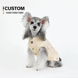 Factory Manufacturer Custom Winter Cotton Hand Crochet Knitted Cat Coats Pet Dog Clothes Sweater For Dog