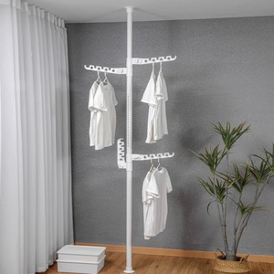 Telescopic Ceiling Corner <strong>Laundry</strong> Pole Clothes <strong>Drying</strong> <strong>Rack</strong> Coat Hat Bag Hanger - Product Image 2